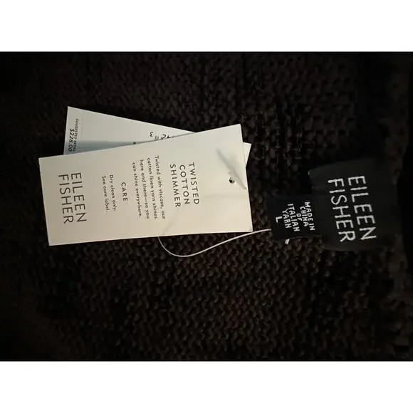 NWT Eileen Fisher Twisted CottonLinen Shimmer Sweater Jacket Size L QuietLuxury - Picture 7 of 8